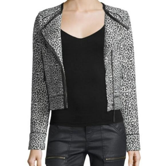 Joie Pattyn Animal Print Moto Jacket Size Large - Picture 3 of 9
